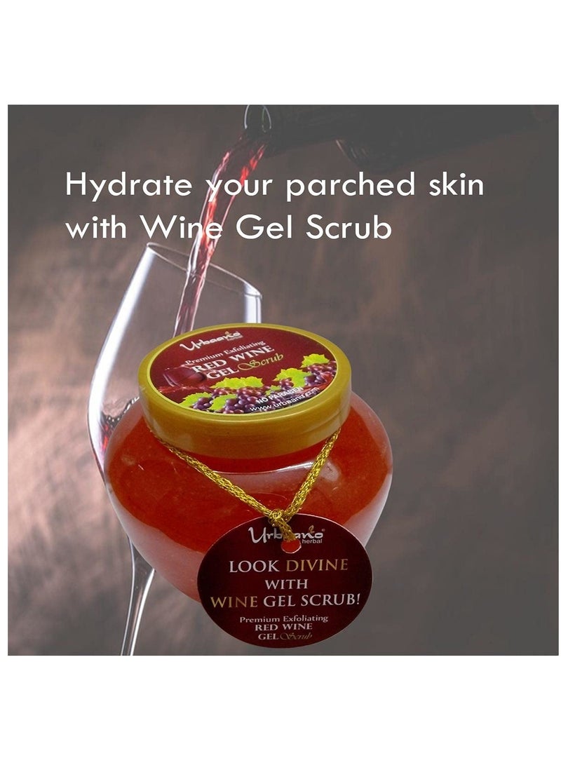 Urbaano Herbal Red Wine Gel Scrub for Face Body Exfoliating Polishing De Tan Nourishing Skin Tightening - Image 3