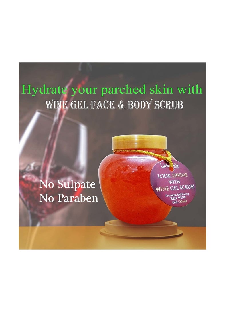 Urbaano Herbal Red Wine Gel Scrub for Face Body Exfoliating Polishing De Tan Nourishing Skin Tightening - Image 4
