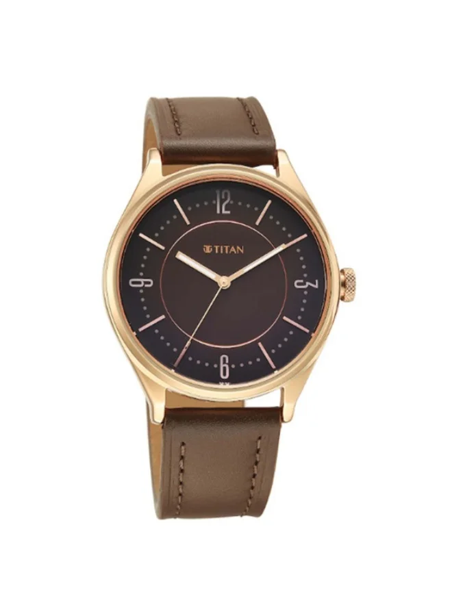 تيتان Titan Neo Basics Analog with Brown Dial Brown Leather Strap Watch for Men 1802wl03