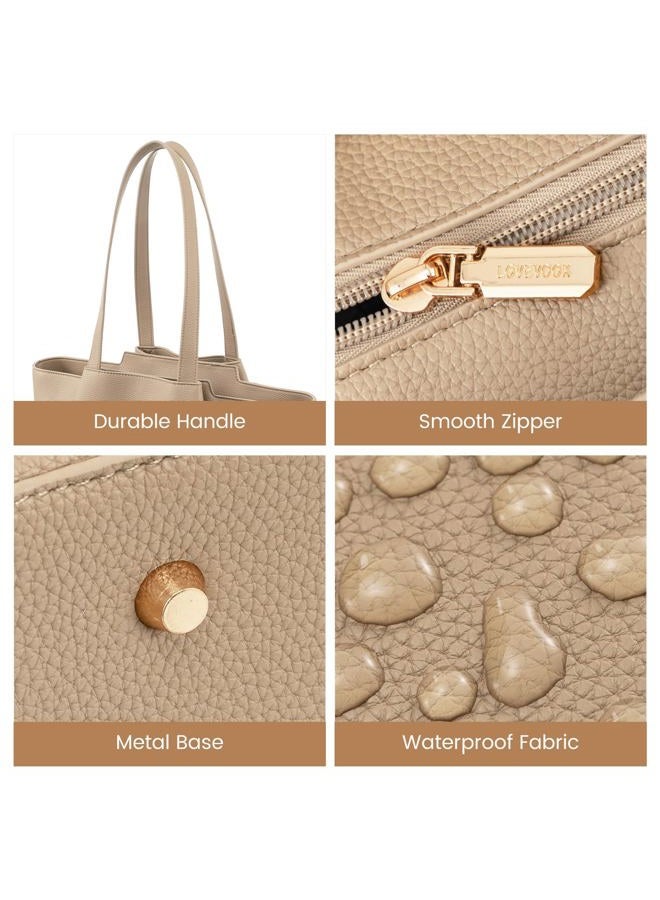 Lovevook Work Tote Bags for Women - PU Leather Laptop Tote Bag for Women with Clutch, Large Capacity Office Purse Computer Briefcase for Casual Business Travel - Image 5
