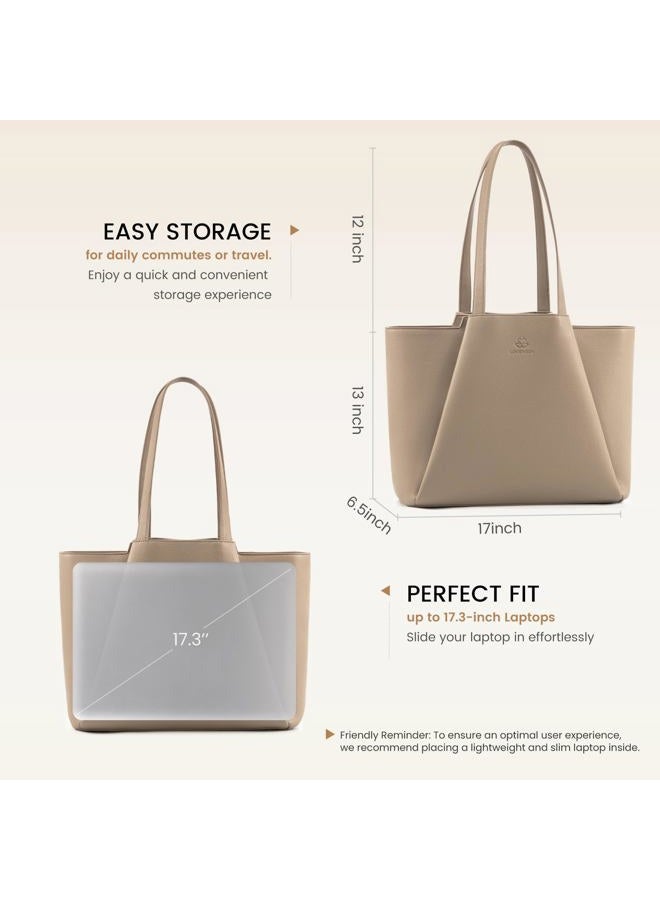 Lovevook Work Tote Bags for Women - PU Leather Laptop Tote Bag for Women with Clutch, Large Capacity Office Purse Computer Briefcase for Casual Business Travel - Image 4