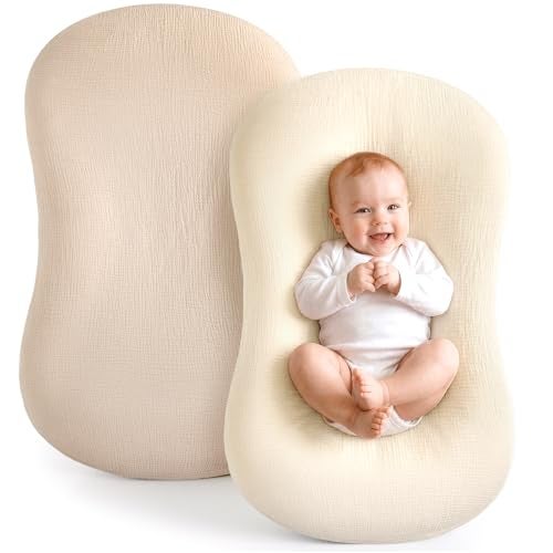 Termichy Baby Lounger Cover Muslin: Soft Cotton Slipcover for Snuggle Me Lounger - Removable & Machine Washable for Daily Use - Zipper-Free & Skin-Friendly for Newborn Girls and Boys - Image 1