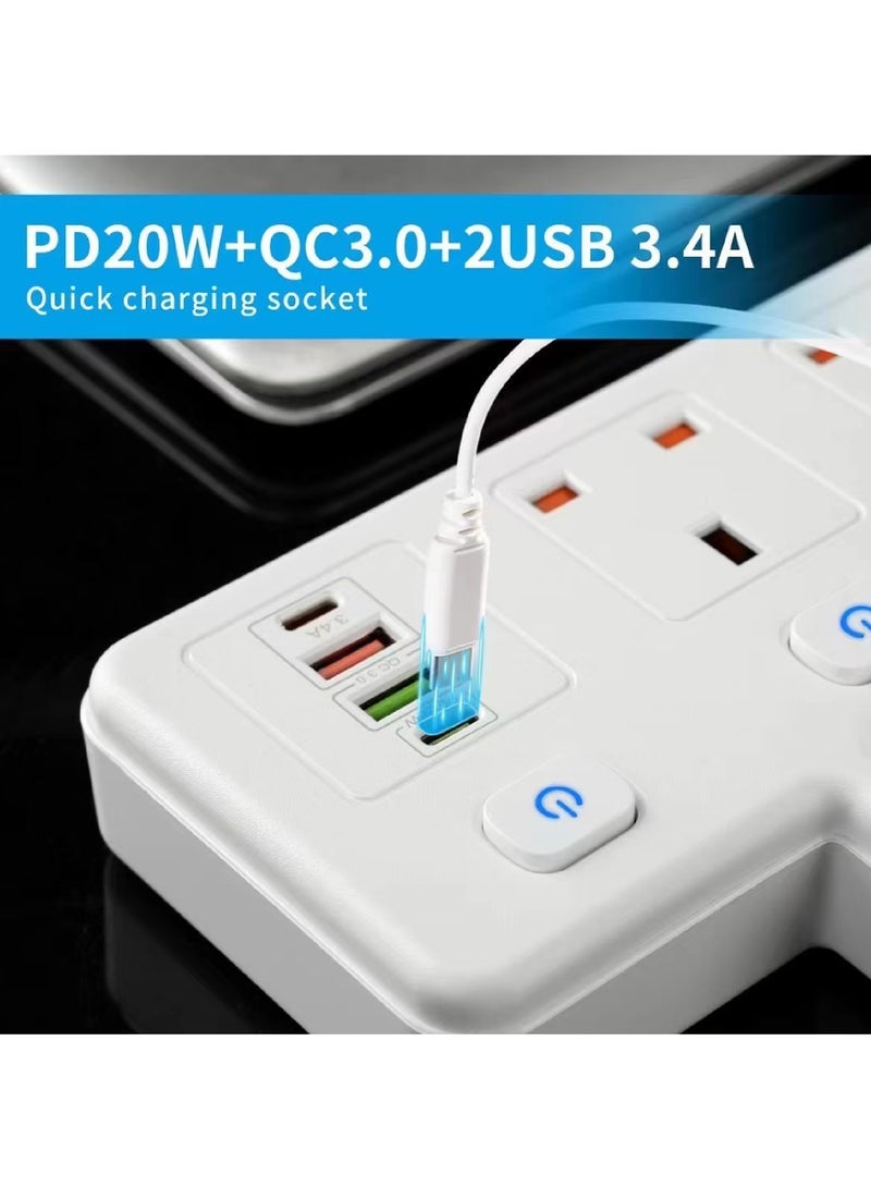 Captaintech Travel Plug Adapter with USB C US to UK Ireland Plug Adapter Type G Travel Adapter with 2 Outlets 2 USB C&2USB A Ports for Scotland London England British Irish Kenya Dubai Travel - Image 2