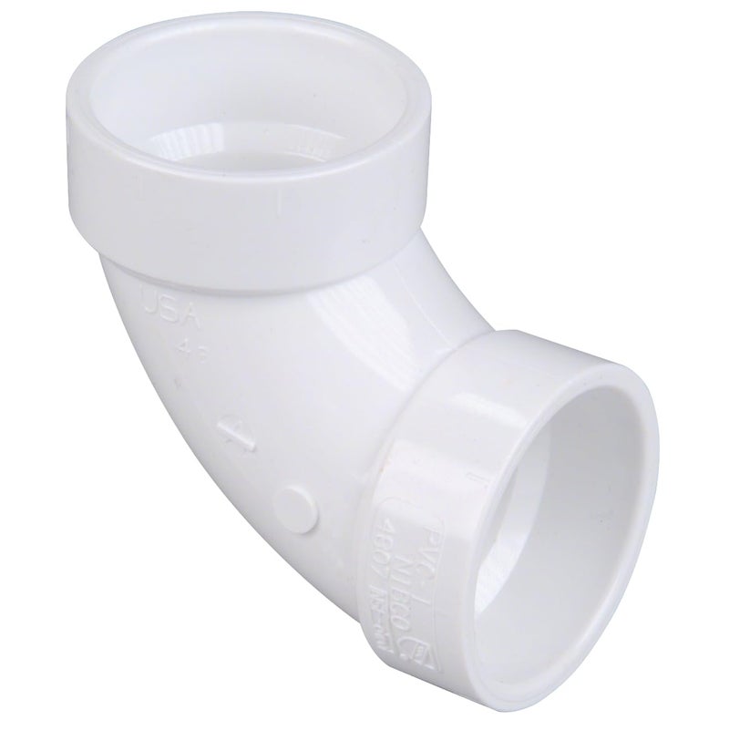 NIBCO Fig No C4807, 3 in. PVC DWV 90 Degree Elbow Hub - Image 1
