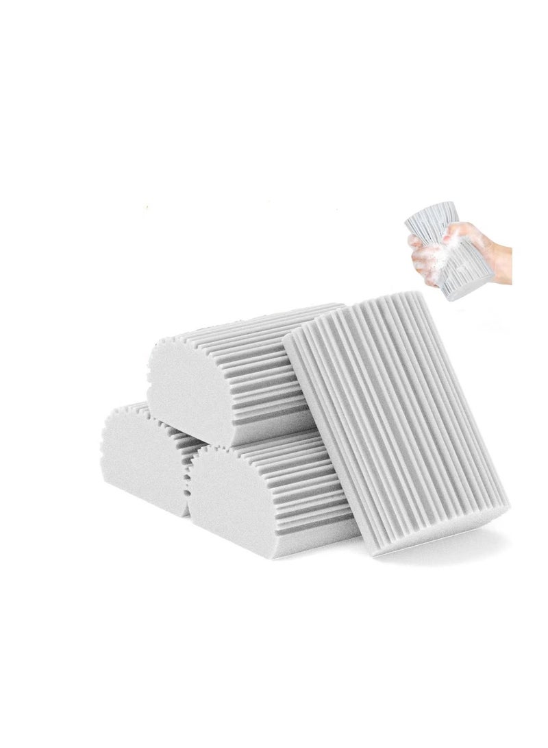 4-Pack Damp Clean Duster Sponge, Magic Sponge Eraser Baseboard Cleaner Tool, Dusters for Cleaning Blinds, Glass, Vents, Railings, Mirrors,Window Track Grooves and Faucets. Grey Color, Size:10.5*5.5*3CM  - Image 1