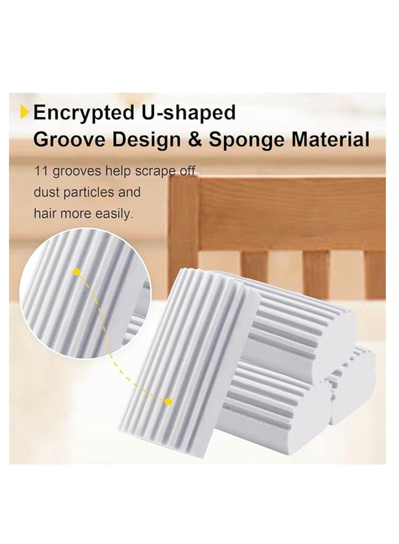 4-Pack Damp Clean Duster Sponge, Magic Sponge Eraser Baseboard Cleaner Tool, Dusters for Cleaning Blinds, Glass, Vents, Railings, Mirrors,Window Track Grooves and Faucets. Grey Color, Size:10.5*5.5*3CM  - Image 2