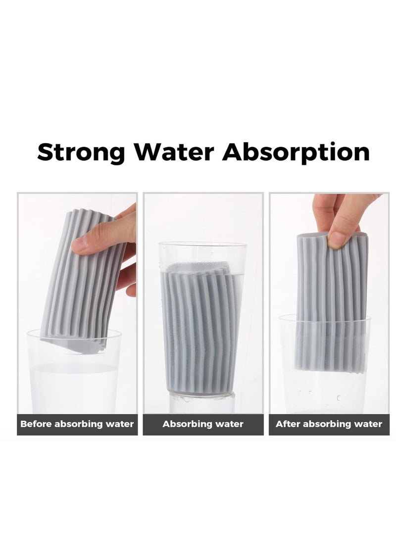 4-Pack Damp Clean Duster Sponge, Magic Sponge Eraser Baseboard Cleaner Tool, Dusters for Cleaning Blinds, Glass, Vents, Railings, Mirrors,Window Track Grooves and Faucets. Grey Color, Size:10.5*5.5*3CM  - Image 3