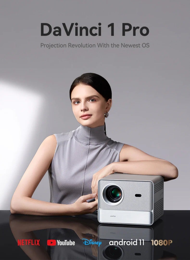 wanbo DaVinci 1 Pro Projector Android 11.0, 600 ANSI 18,000 Lumens  Google TV OS Projector 1080P 4K Home Theatre Auto Focus 5G Wi-Fi Bluetooth Portable Projector with Google Assistant N70389978LEB silver - Image 4
