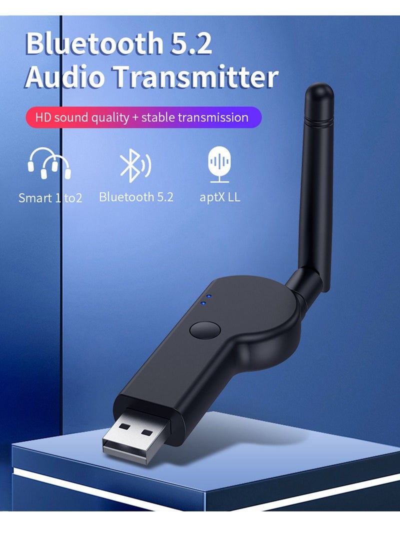 Generic - Bluetooth Adapter, Bluetooth Transmitter, Dual Link USB Bluetooth 5.2 Audio Adapter with 2DB External Antenna for TV Laptop Headphones - Image 1