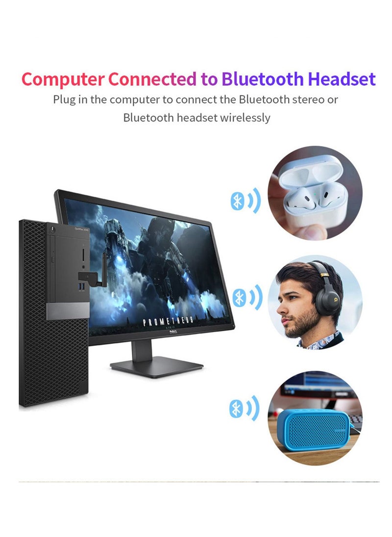 Generic - Bluetooth Adapter, Bluetooth Transmitter, Dual Link USB Bluetooth 5.2 Audio Adapter with 2DB External Antenna for TV Laptop Headphones - Image 1