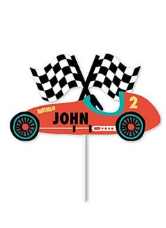 Vintage Race Car Custom Name Cake Topper ; Race Car Birthday Party Decorations ; Race Car Cupcake Topper ; Personalized Name Cake Topper ; Race Car Themed Party
