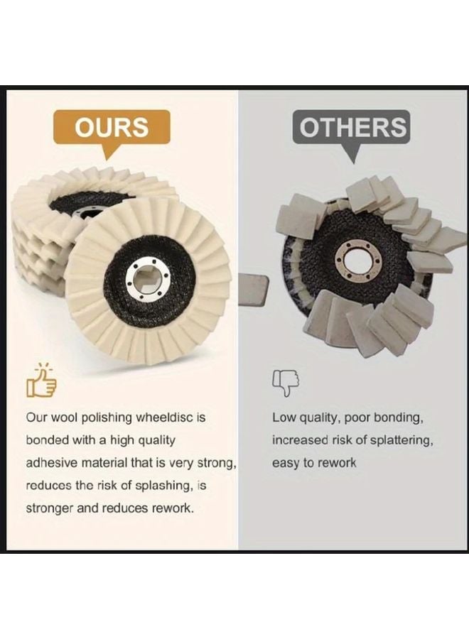 Beige 5 Pack 125mm Shiny Polishing Pads for Angle Grinders Buffing Disks Paint Wood Plastic - Image 4