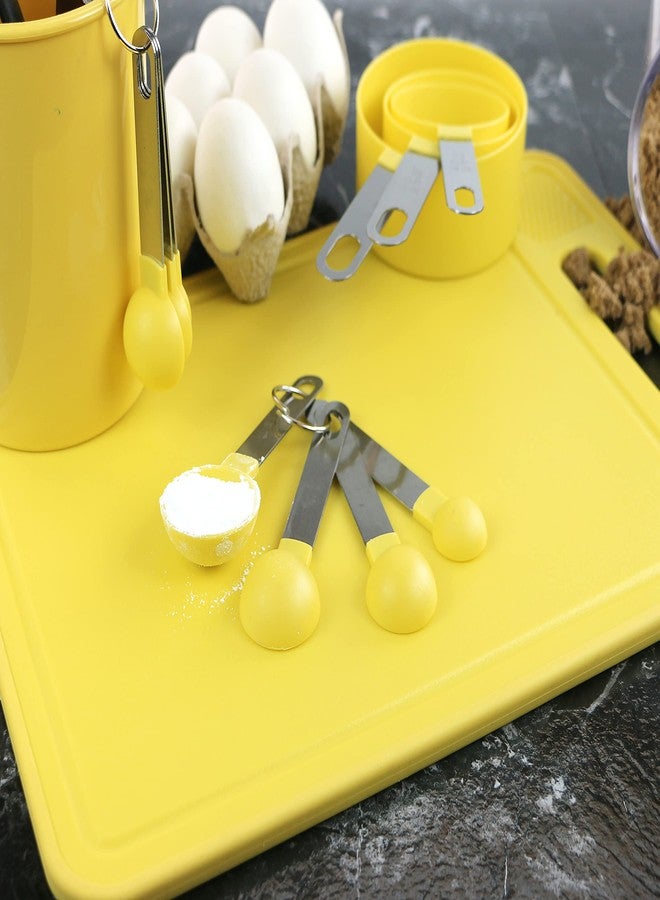 ريستون لويد طقم أكواب وملاعق قياس من ريستون لويد، 8 قطع، للمكونات الجافة والسائلة، مصنوع من بلاستيك آمن غذائياً بمقابض من الفولاذ المقاوم للصدأ، لون ليموني - Image 5