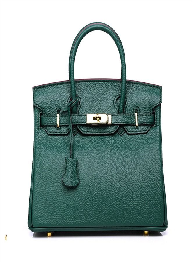 Loquat Gold Buckle Leather Handbag Emerald  - Image 1