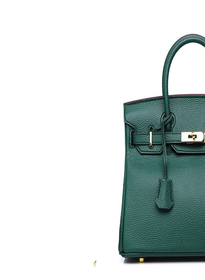 Loquat Gold Buckle Leather Handbag Emerald  - Image 3