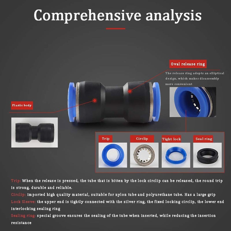SHIVLAHERI Pneumatic Straight Union 8mm x 8mm Push to Quick Connect Fittings 8mm Tube OD Hose ConnectorPack Of 2 - Image 3