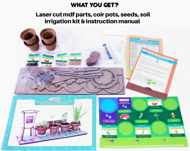 Funvention DIY Garden Drip Irrigation Kit for Kids | STEM Learning Botanical Activity Set | Grow Real Plants with Drip System | Eco-Friendly Science Experiment Kit with Seeds & Soil | Age 5+ - Image 4