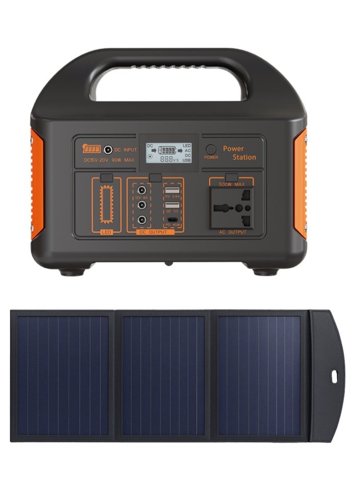 مودي محطة طاقة محمولة 500 واط مع لوحة شمسية قابلة للطي | محطة طاقة للتخييم | مولد طاقة شمسي للاستخدام المنزلي والخارجي | مولد طاقة شمسي | مولد طاقة محمول | طاقة احتياطية للطوارئ - Image 1