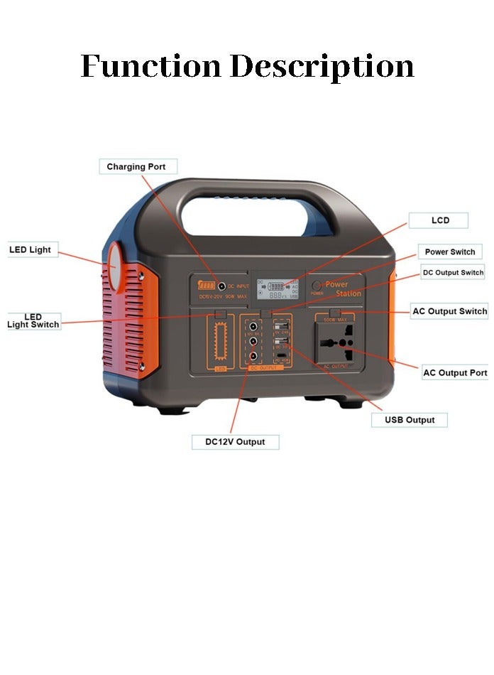 مودي محطة طاقة محمولة 500 واط مع لوحة شمسية قابلة للطي | محطة طاقة للتخييم | مولد طاقة شمسي للاستخدام المنزلي والخارجي | مولد طاقة شمسي | مولد طاقة محمول | طاقة احتياطية للطوارئ - Image 4