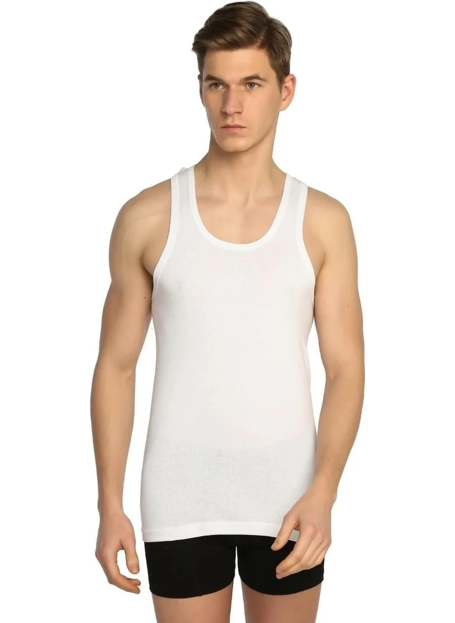 Tutku Men's White Cotton Classic Strap Athlete 6 Pcs Pack 0101