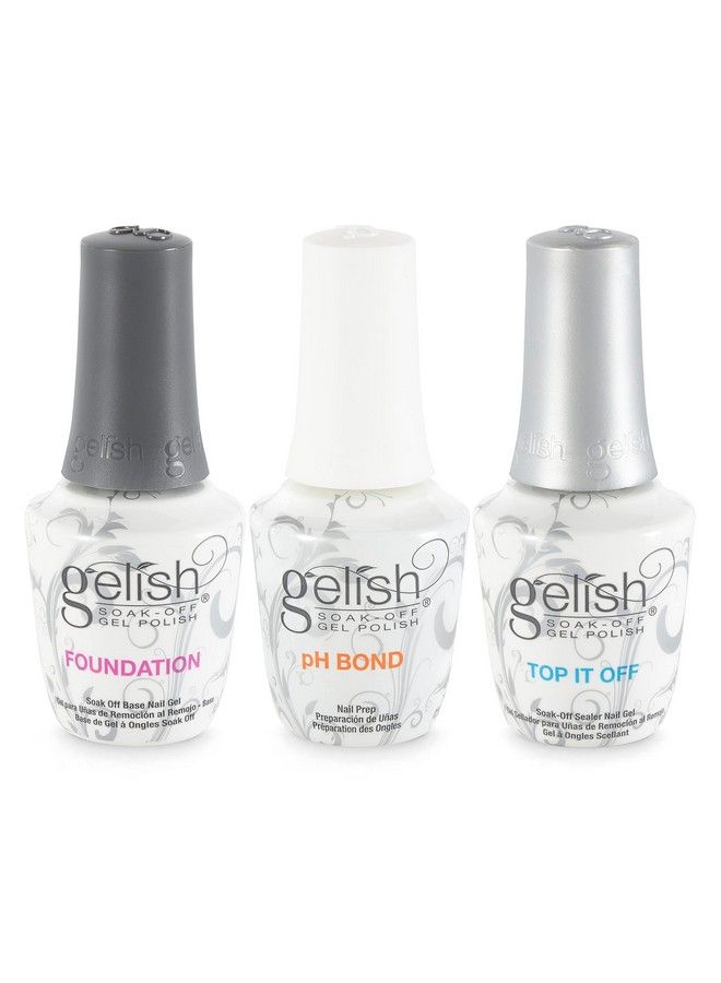 Gelish Terrific Trio Essentials 15 Ml Basix Care Soak Off Manicure Gel Nail Polish Kit With Foundation Ph Bond And Top It Off Gel - Image 1