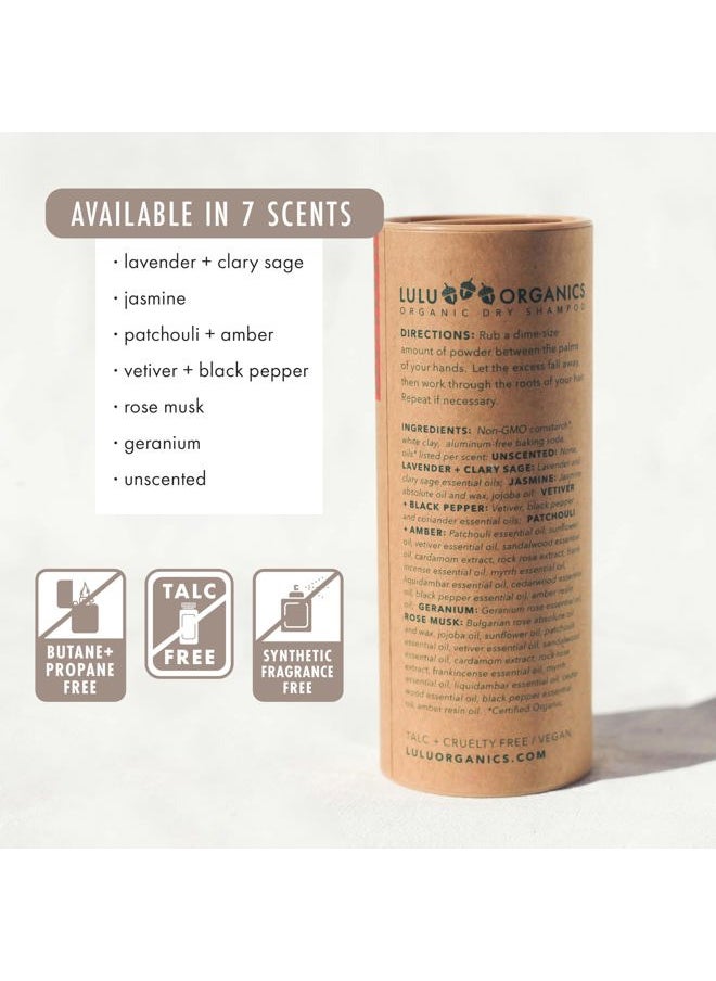 Lulu Organics - Non Aerosol Dry Shampoo Powder for Dark, Blonde and Oily Hair, All Natural Organic Hair and Body Powder, Paraben &Talc free No White Cast Synthetic Fragrance, Unscented - 4oz - Image 1
