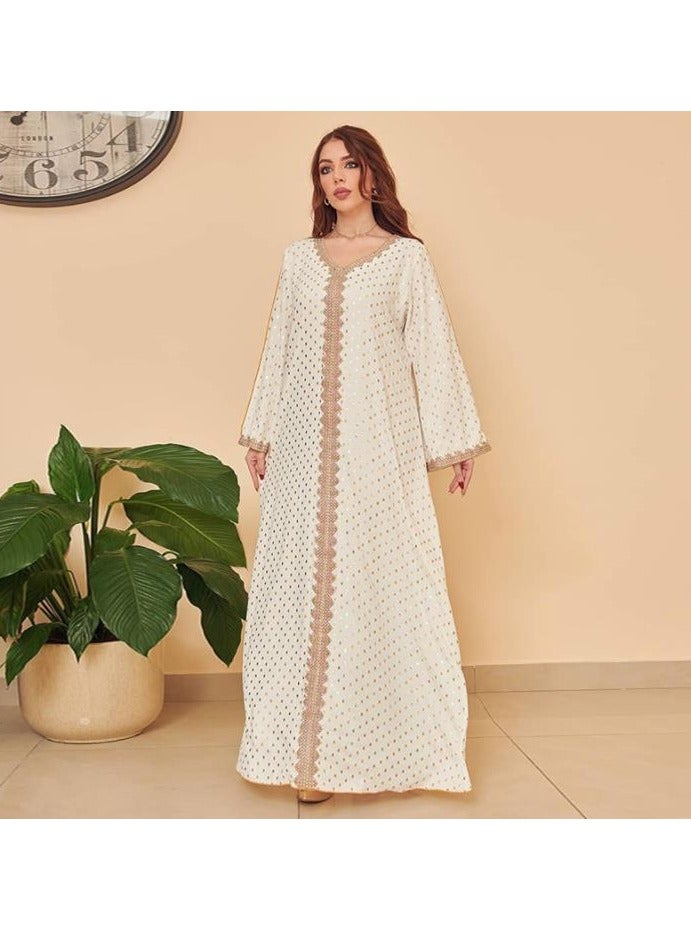Elegant Muslim Long Sleeve Dress for Women, Islamic Arab Casual Robe, Abaya Kaftan Ramadan Festival Banquet Wedding Party Evening Dress Printed Fashion Clothes - Image 2