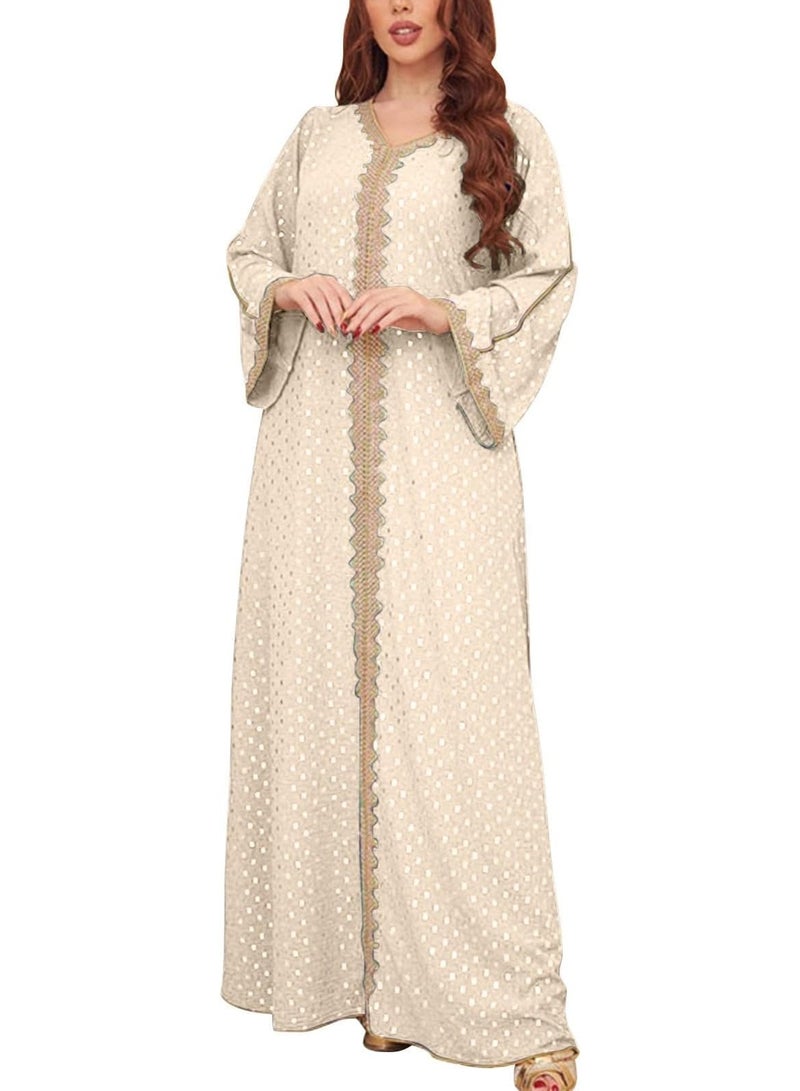 Elegant Muslim Long Sleeve Dress for Women, Islamic Arab Casual Robe, Abaya Kaftan Ramadan Festival Banquet Wedding Party Evening Dress Printed Fashion Clothes - Image 3