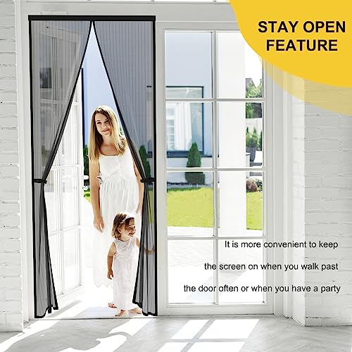 Iduontis Magnetic Screen Door for 48 x 80 Inch French Door, Screen Itself Size: 50" x 81", Glass Sliding Door Heavy Duty Screen Door Mesh Curtain Keeps Bugs Out for Patio, Sliding Or Large Door - Image 3