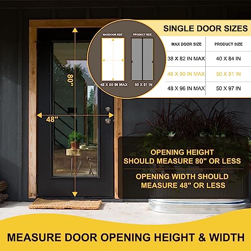 Iduontis Magnetic Screen Door for 48 x 80 Inch French Door, Screen Itself Size: 50" x 81", Glass Sliding Door Heavy Duty Screen Door Mesh Curtain Keeps Bugs Out for Patio, Sliding Or Large Door - Image 2