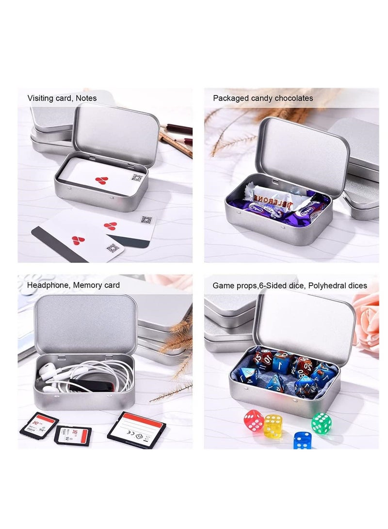 Excefore Metal Storage Tin Box with Lid 12 Pack Siliver Rectangular Empty Tins Container with Lids Mini Portable Storage Box for Key Candy Coin Earrings Home Organizer - Image 2