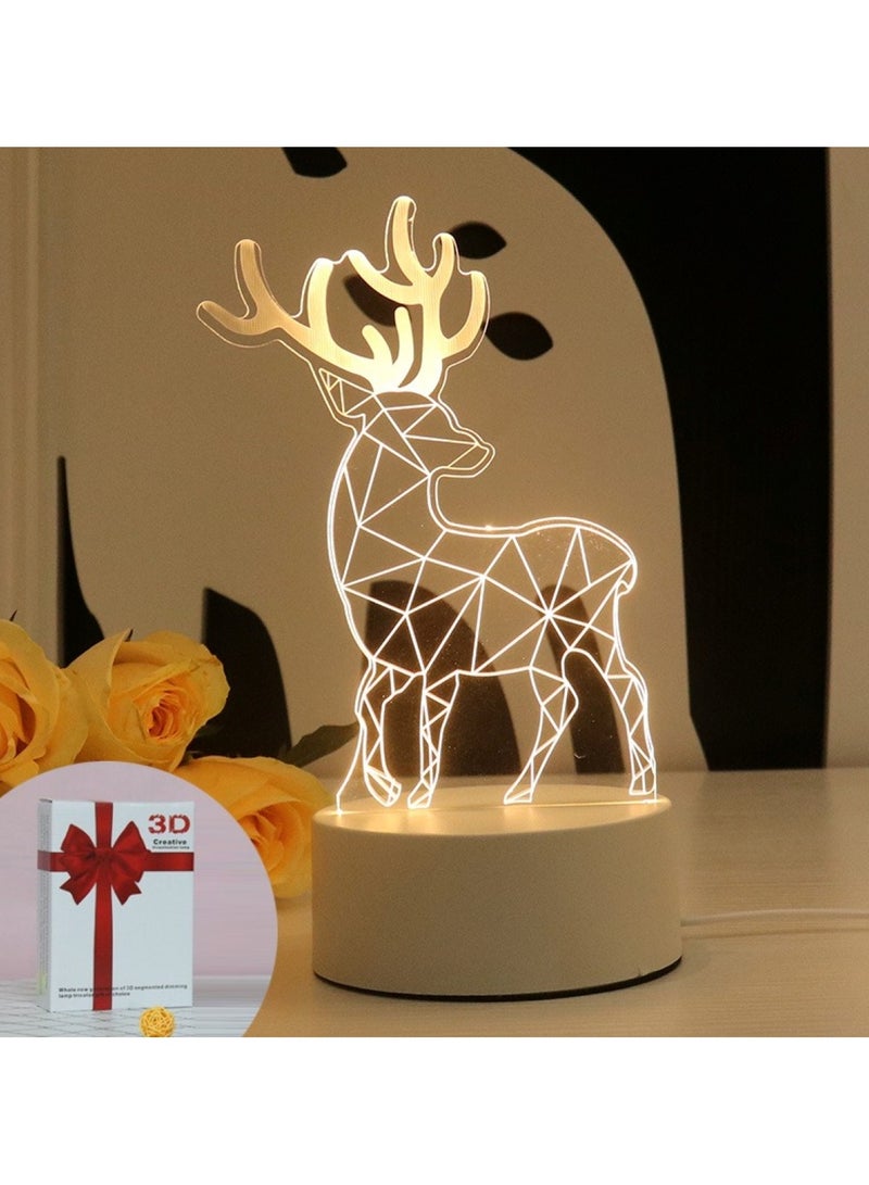 هويتك مصباح LED ثلاثي الأبعاد على شكل غزال أبيض  - Image 1