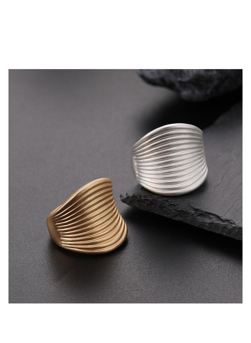 Versatile European and American exaggerated and grand brushed ring