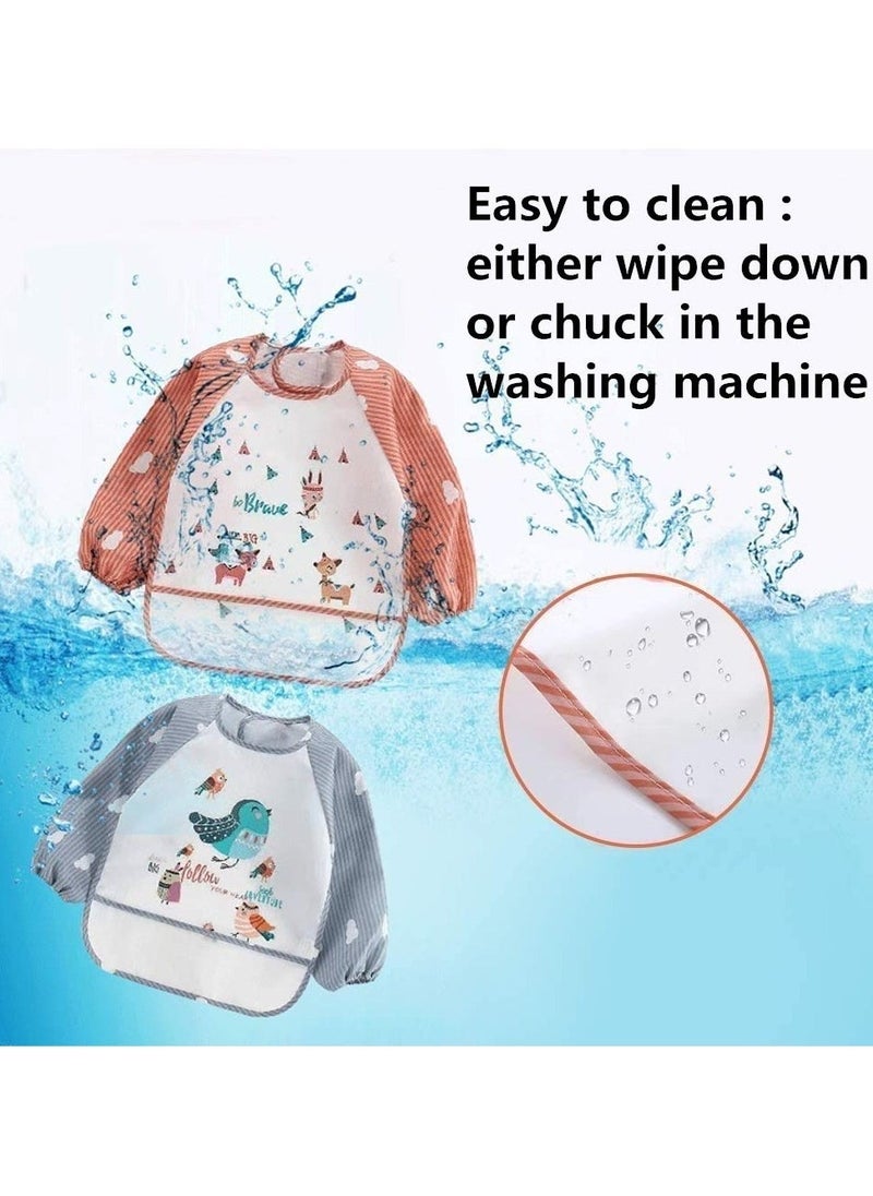 MARHABABY 3 Pack Infant Toddler Baby Waterproof Sleeved Bib Art Smock Apron 1 - 4 Years - Image 4