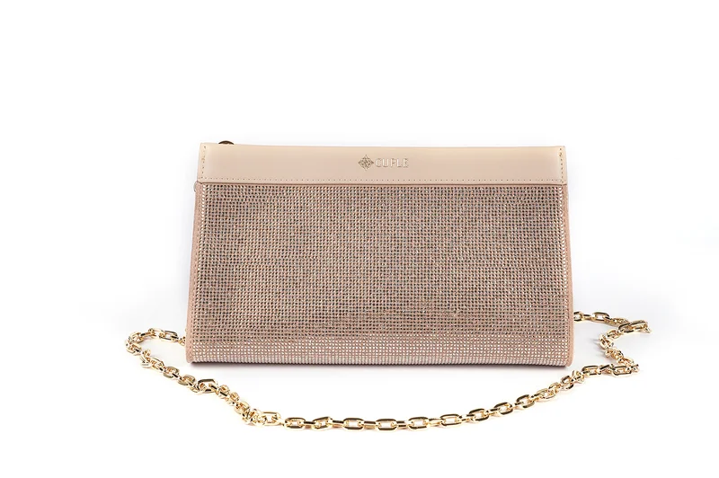 Cuple Glitter clutch bag with chain strap