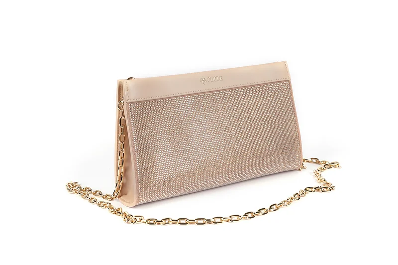 Cuple Glitter clutch bag with chain strap