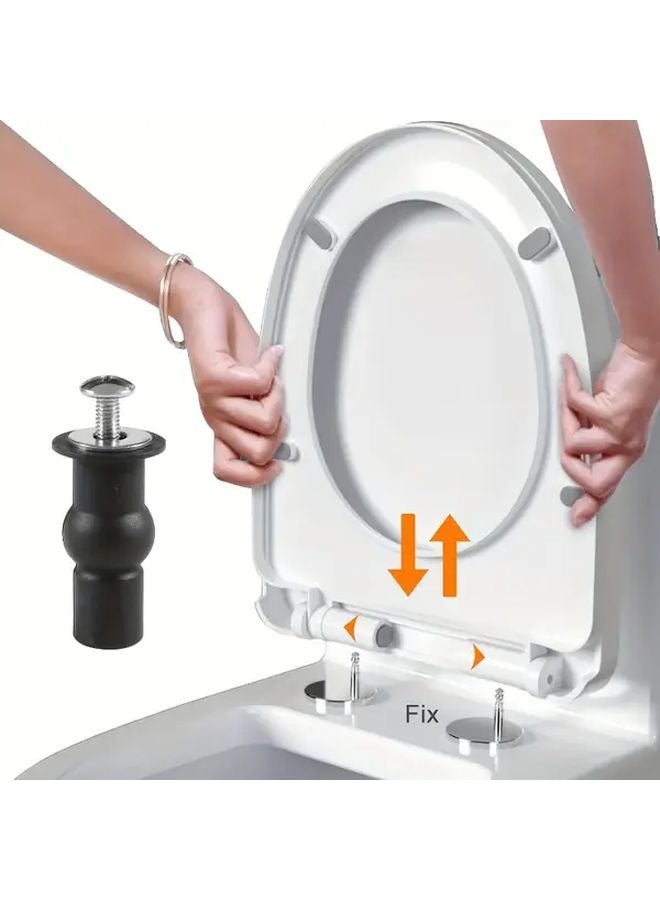 Black Toilet Seat Hinge Screws 4pcs Universal Expansion Lid Bolts Replacement Kit - Image 2