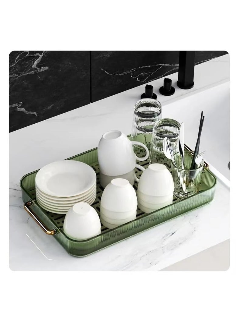 إكسفور لوحة شاي مزدوجة من علبة المطبخ ، 2 لوحة غسل الأطباق ، لوحة تجفيف أدوات المائدة ، لوحة تجفيف المياه المنزلية ، مناسبة للترفيه ، لتناول الطعام ، أكواب الماء ، طبق ، فاكهة ، لوحة حمام مع لوحة الماء (أخضر - Image 2