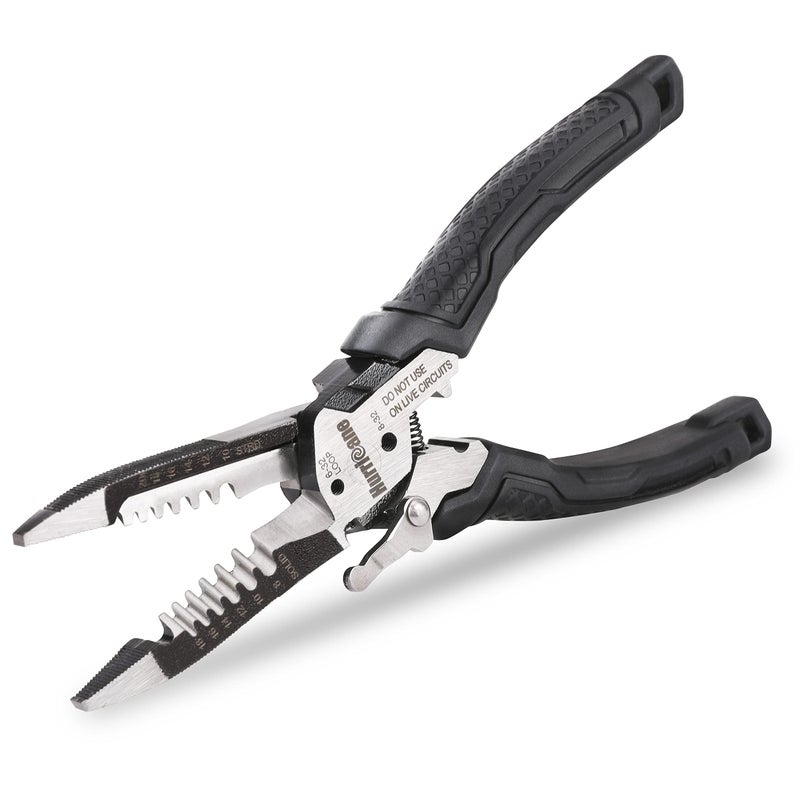 HURRICANE 6-in-1 Wire Stripper Tool, Wire Strippers, Crimping Tool, Wire Cutter Stripping Tool, Multifunctional Electrical Pliers for Cable Stripper, Wire Crimper(8-18 AWG Solid, 10-20 AWG Stranded) - Image 1