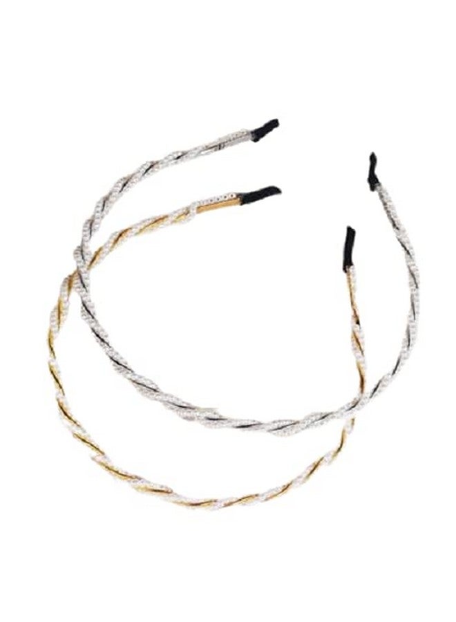 El Regalo 2 PCs Pearls Headbands Combo | Party Wedding Bridal Pearls Hair Hoop Hair Accessories for Kids/Girls/Teens/Women - Image 1