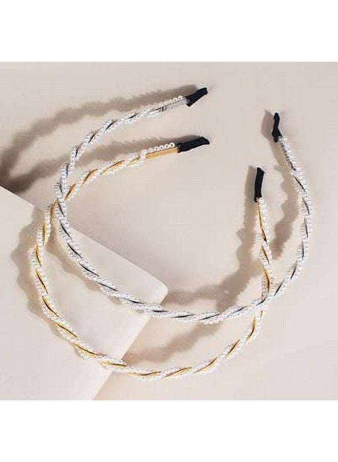 El Regalo 2 PCs Pearls Headbands Combo | Party Wedding Bridal Pearls Hair Hoop Hair Accessories for Kids/Girls/Teens/Women - Image 3