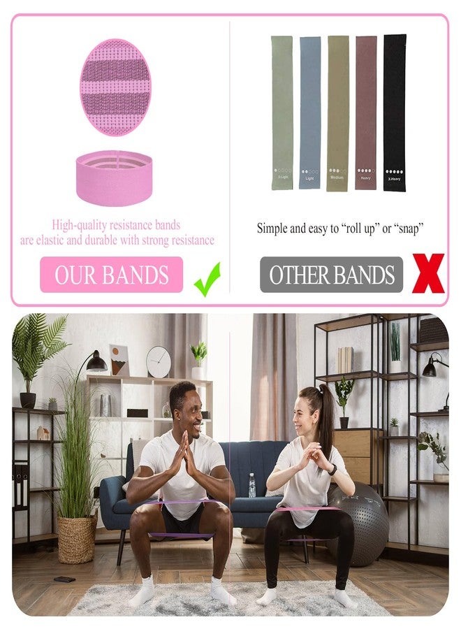 PLEASION Fabric Resistance Bands for Working Out, 5 Levels Booty Bands for Women Men, Cloth Workout Bands Resistance Loop Exercise Bands for Legs Butt at Home Fitness, Yoga, Pilates - Image 4