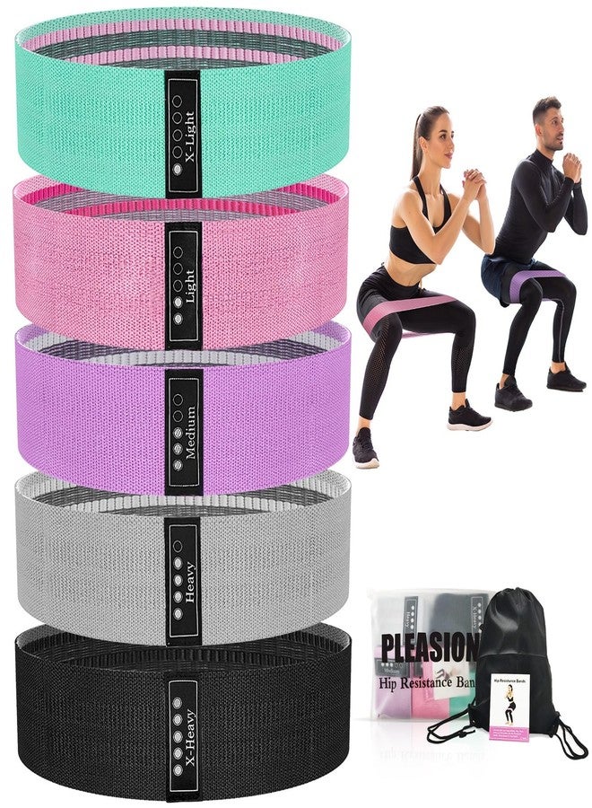 PLEASION Fabric Resistance Bands for Working Out, 5 Levels Booty Bands for Women Men, Cloth Workout Bands Resistance Loop Exercise Bands for Legs Butt at Home Fitness, Yoga, Pilates - Image 1