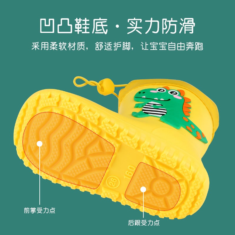 Children'S Rain Boots Boys And Girls Baby Children'S Rain Boots Non-Slip Waterproof Children'S Cartoon Necking Student Water Shoes - Image 4