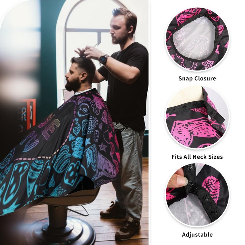 YELEGAI Professional Hair Cutting Cape with Neck Duster Brush, Waterproof Salon Barber Cape with snaps, Barber Accessories for Men, Women and Kids (Love) - Image 3