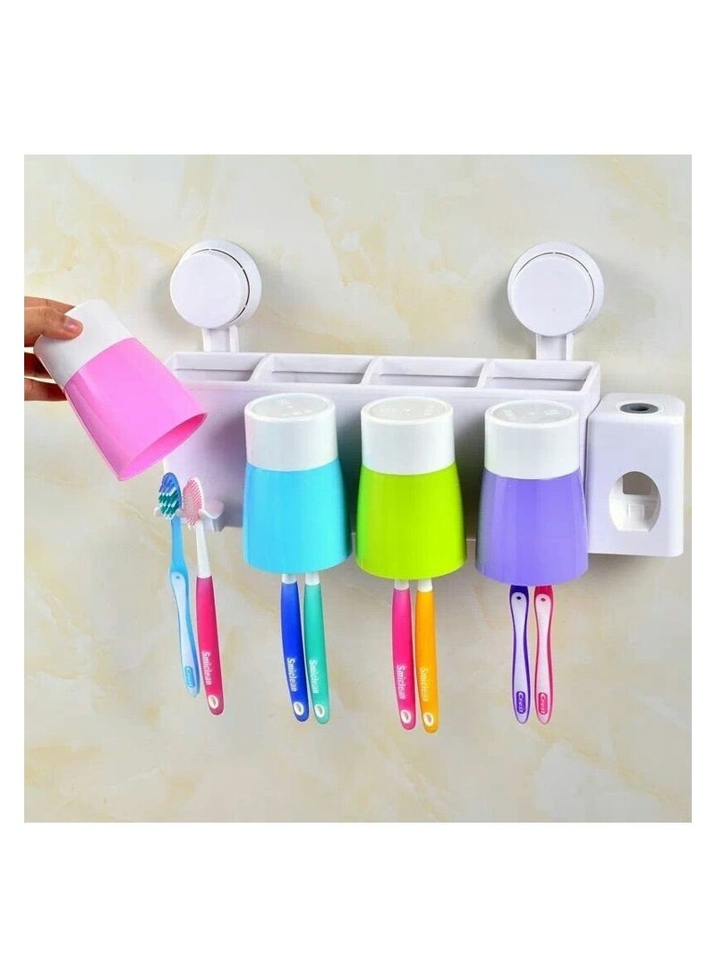 AMM Automatic Toothpaste Dispenser & Toothbrush Holder  Space Saving MultiFunctional Bathroom Organizer - Image 3
