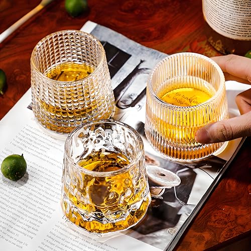RareCi Flat bottom Crystal Whiskey Glasses, Small 5OZ Scotch Glasses Set of 3, Old Fashioned Glasses,Heavy Bottom Rocks Glasses for Drinking Bourbon, Rock,Cocktails（Small Size） - Image 3