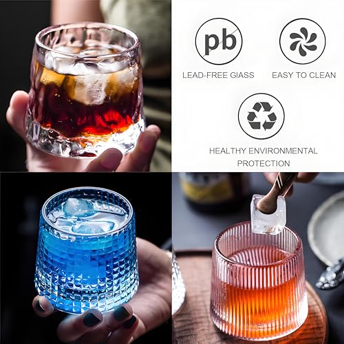 RareCi Flat bottom Crystal Whiskey Glasses, Small 5OZ Scotch Glasses Set of 3, Old Fashioned Glasses,Heavy Bottom Rocks Glasses for Drinking Bourbon, Rock,Cocktails（Small Size） - Image 2