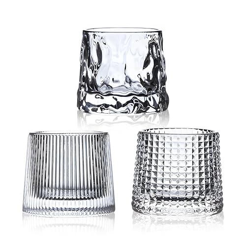 RareCi Flat bottom Crystal Whiskey Glasses, Small 5OZ Scotch Glasses Set of 3, Old Fashioned Glasses,Heavy Bottom Rocks Glasses for Drinking Bourbon, Rock,Cocktails（Small Size） - Image 1
