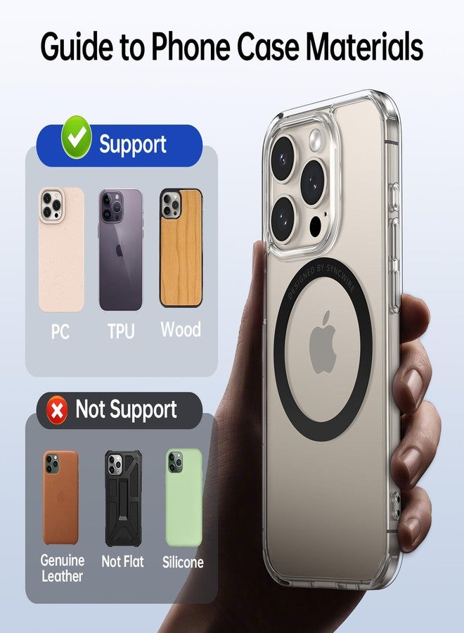 Syncwire Magnetic Metal Ring(3 Pack), Compatible with MagSafe Sticker, Support Wireless Charging, Universal Magnetic Conversion Kit for iPhone, Galaxy, All Phones & Standard Cases - Image 4